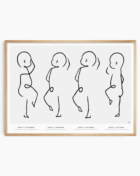 Birth poster with four babies