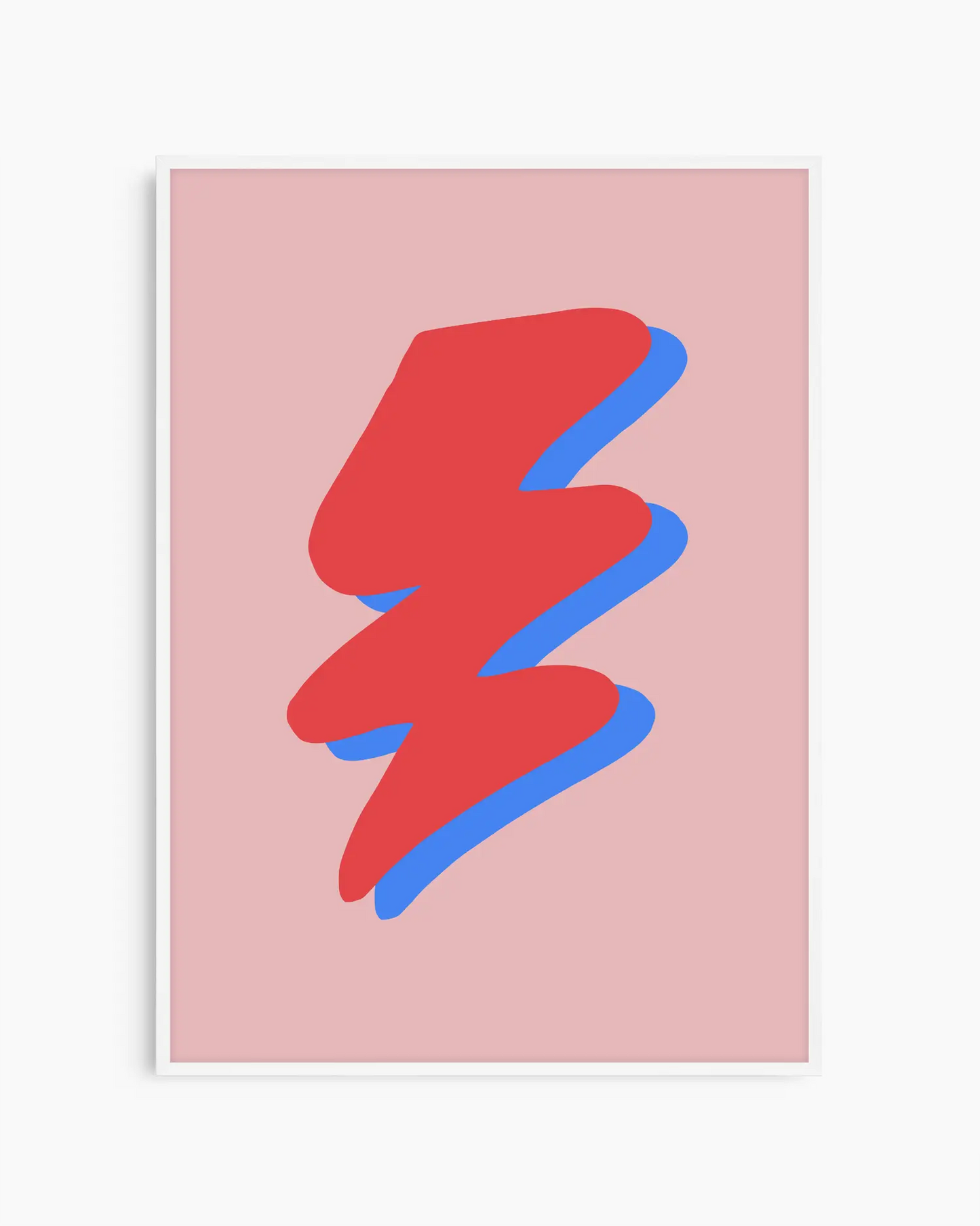 Warm, minimalist wall art in pastel red tones on a pastel red background, shown in a white frame.