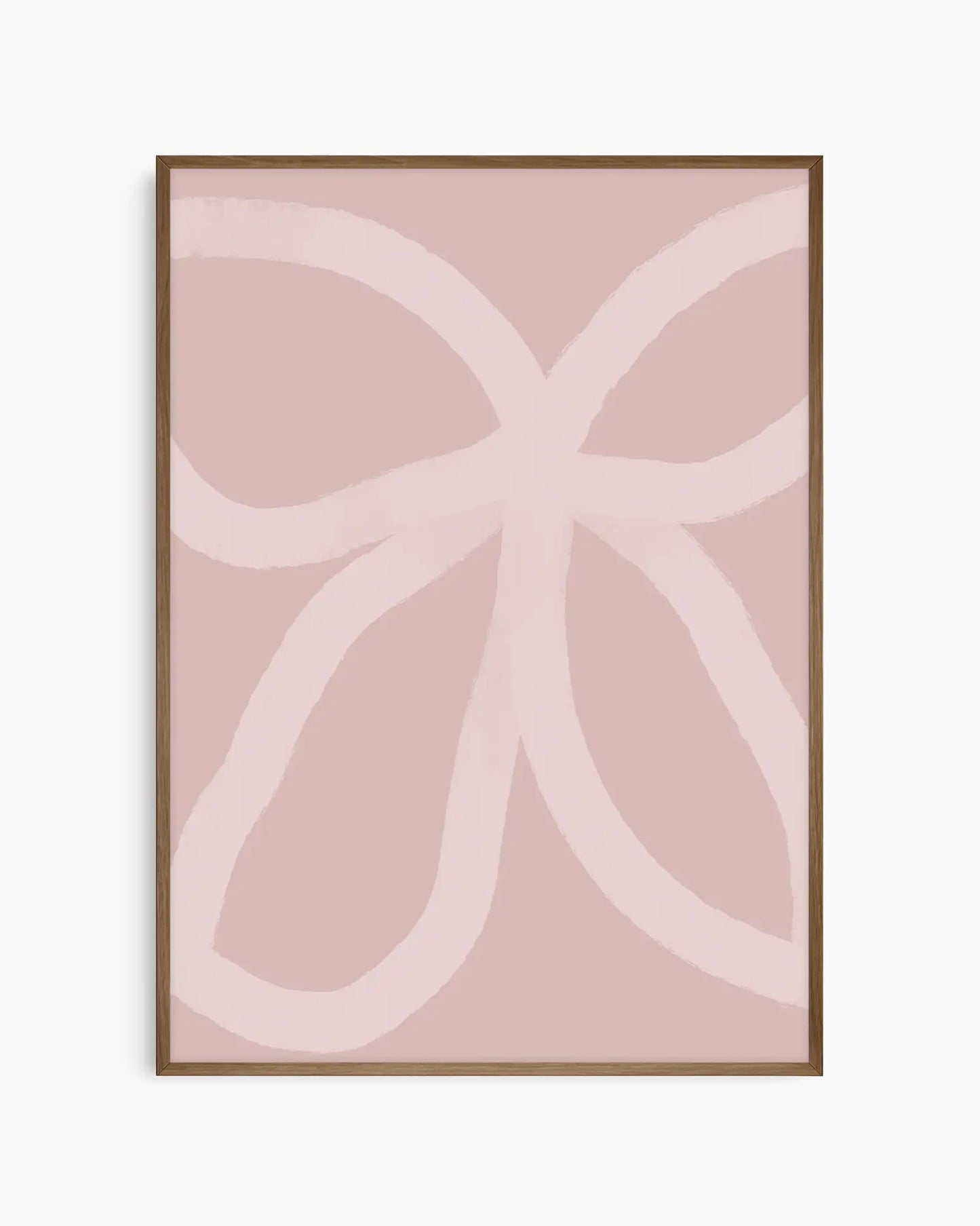 Warm, minimalist wall art in white tones on a light background, shown in a dark oak frame.