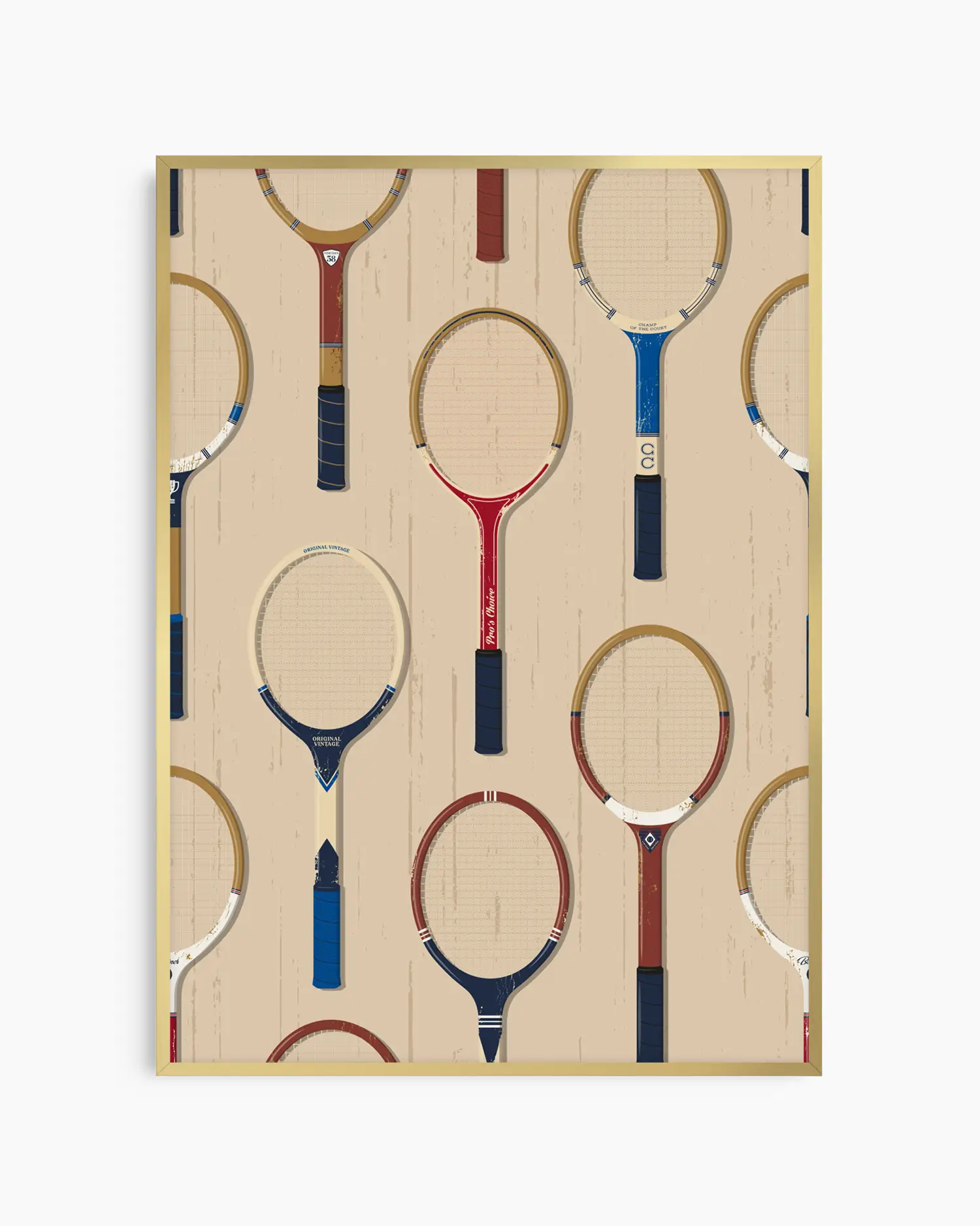 Pattern of tennis rackets on a beige background