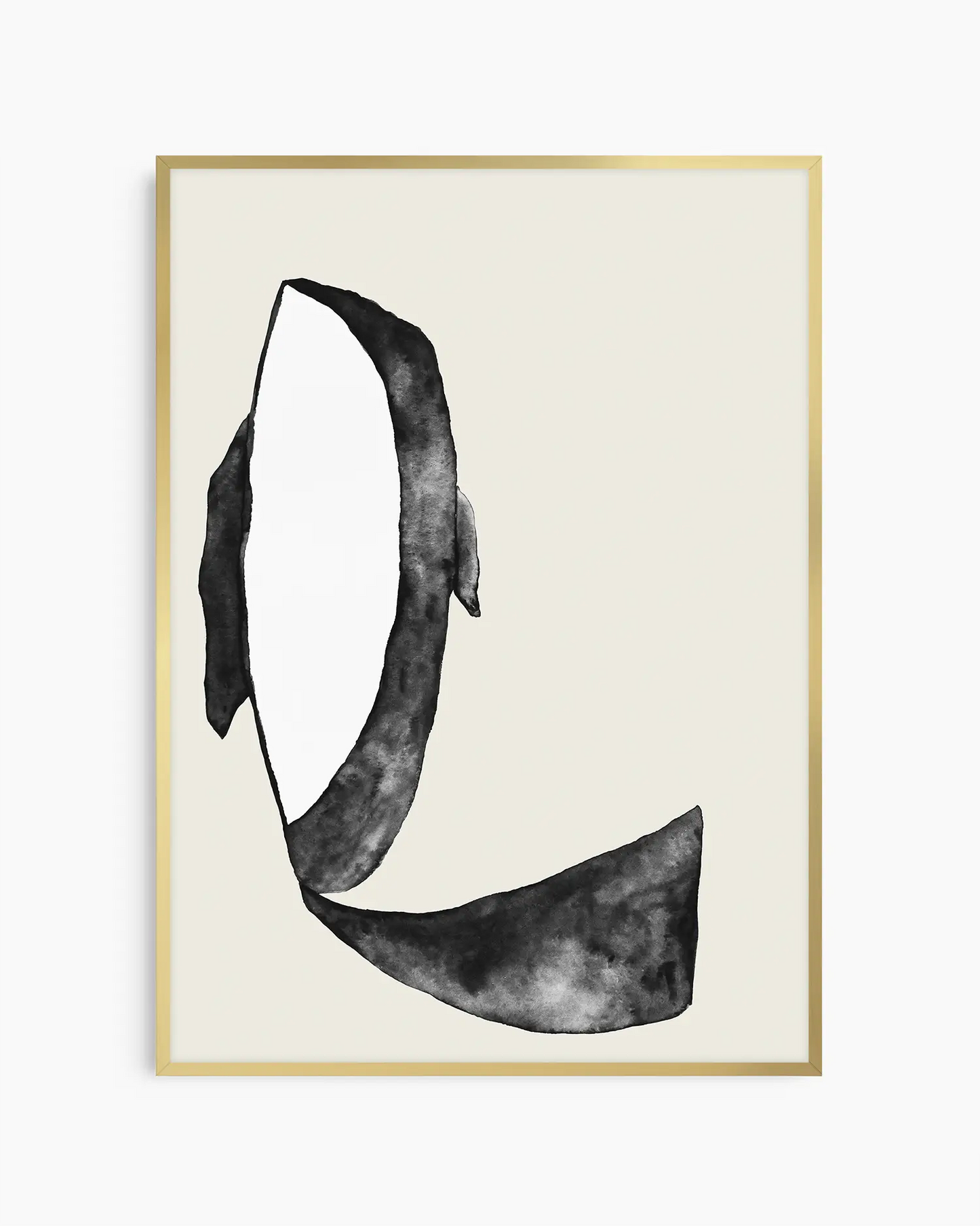 Framed children's poster of an orca on a beige background