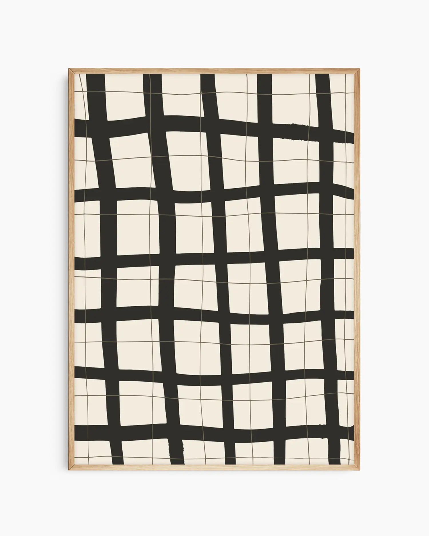 Warm, minimalist wall art in light gray tones on a light gray background, shown in a oak frame.