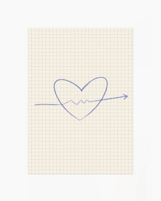 Heart shape with a wavy line on grid paper