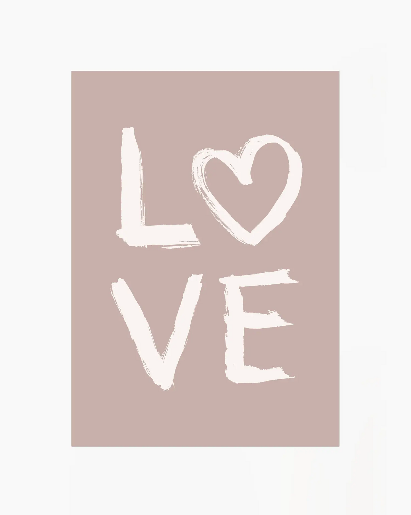 White 'LOVE' text with a heart on a beige background
