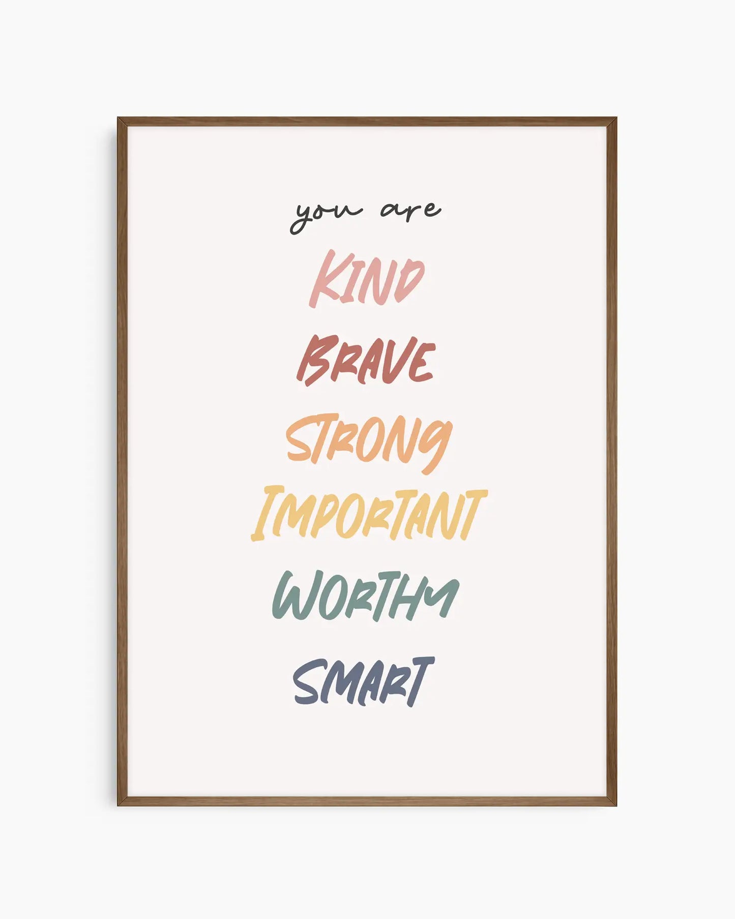 Framed motivational poster with positive affirmations on a white background