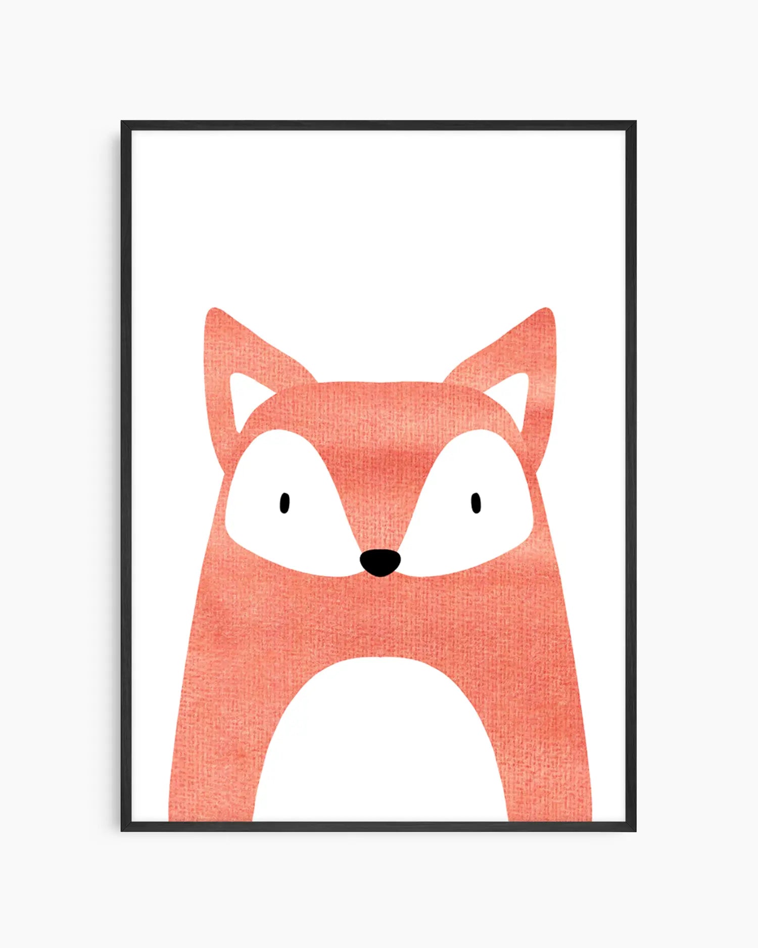 Framed artwork of a fox face on a white background