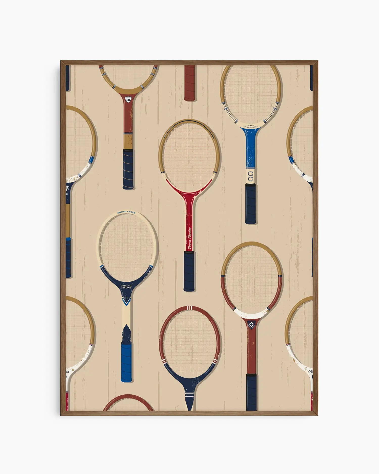 Pattern of tennis rackets on a beige background