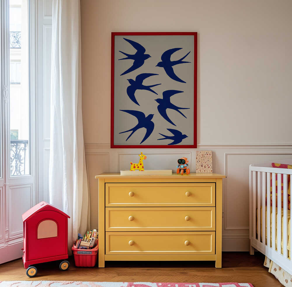 Blå Svale i Flukt Plakat