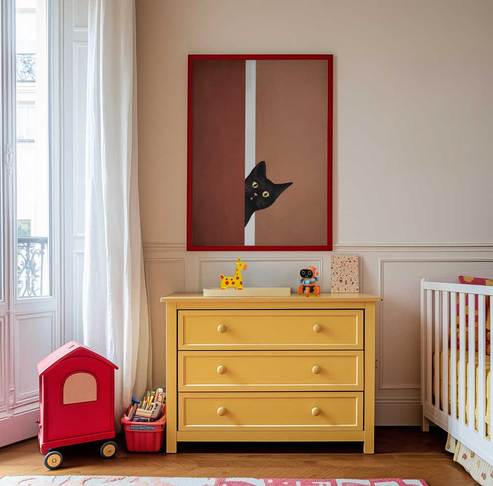 Nysgjerrig Svart Katt Plakat