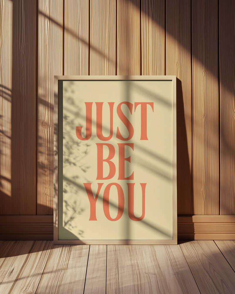 Nursery poster with 'JUST BE YOU' text on a light yellow background
